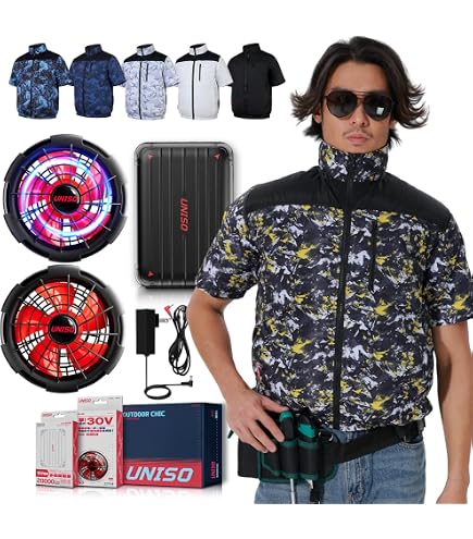 Amazon.co.jp: 空調作業服 ファン バッテリー セット 24V超高出力 静音